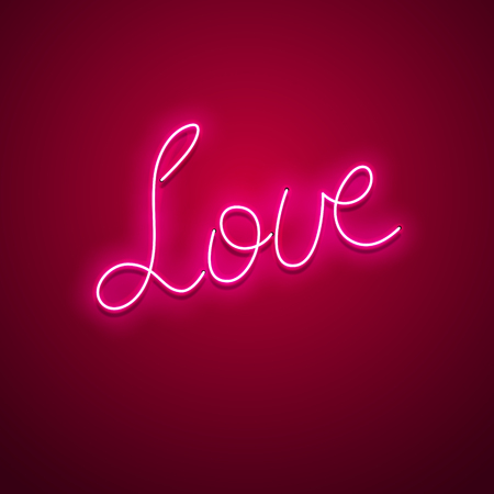 Valentines Day background. Vector retro neon sign.のイラスト素材