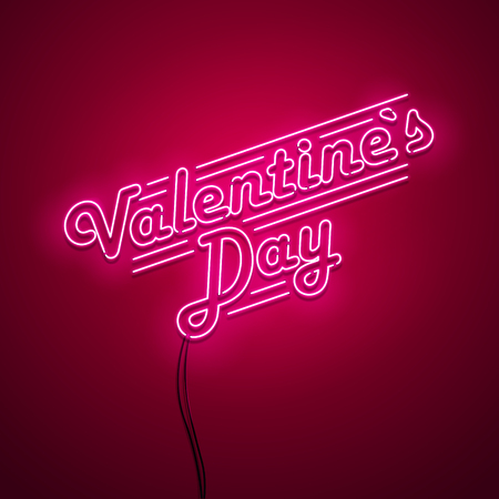 Valentines Day background. Vector retro neon sign.のイラスト素材