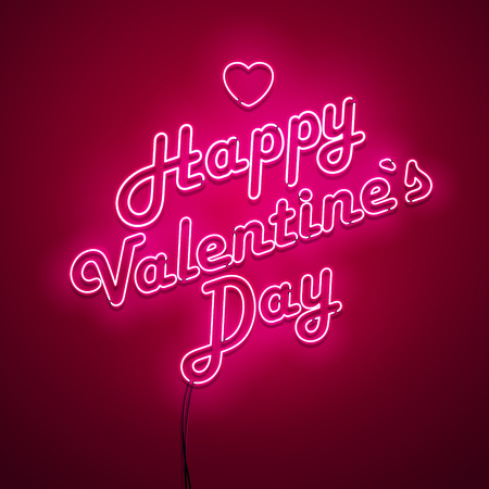 Valentines Day background. Vector retro neon sign.のイラスト素材