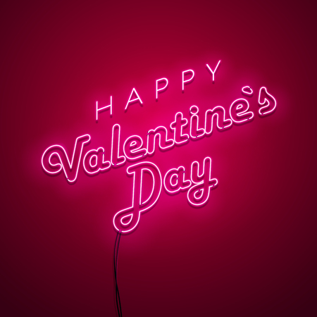 Valentines Day background. Vector retro neon sign.のイラスト素材