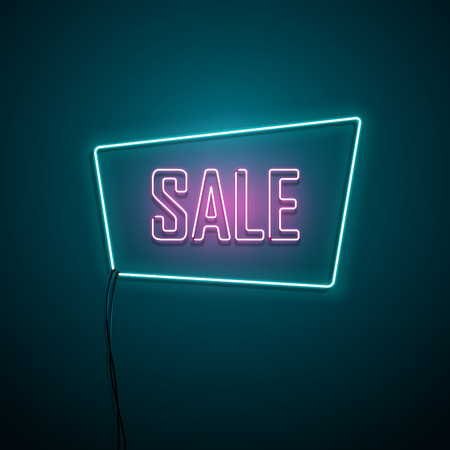 Neon sale sign. Vector illustration.のイラスト素材