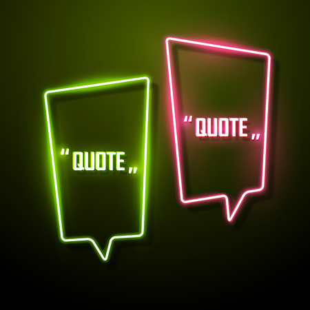 Neon sign speech bubble design with word Quoteのイラスト素材