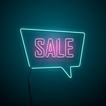 Neon sale sign. Vector illustration.のイラスト素材