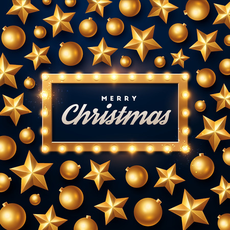 Christmas background. Retro Christmas light sign. Vector illustration.のイラスト素材