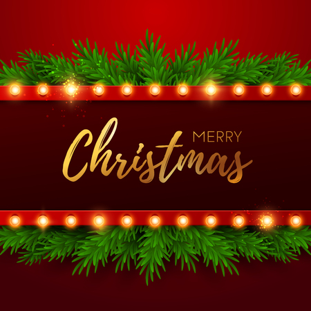 Christmas background. Retro Christmas light sign. Vector illustration.のイラスト素材