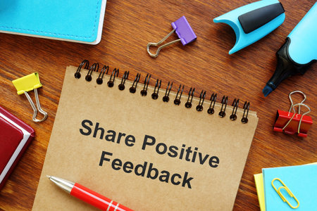 Text sign showing hand written words Share Positive Feedback