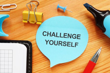 Text sign showing hand written words Challenge Yourselfの写真素材