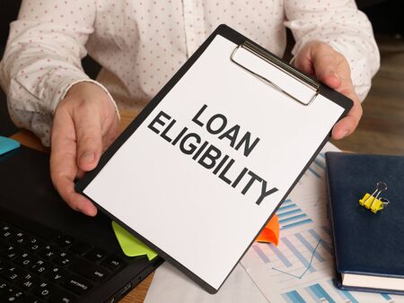 Conceptual hand written text showing loan eligibilityの写真素材