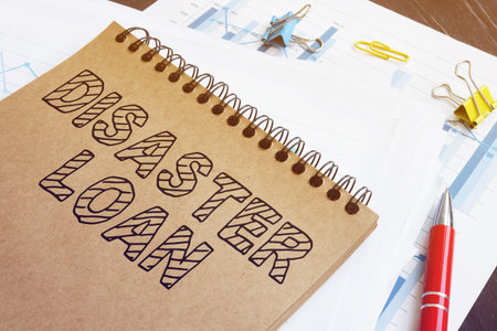 Disaster loan is shown on the conceptual business photo