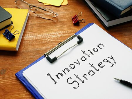 Innovation Strategy is shown on the conceptual business photoの写真素材