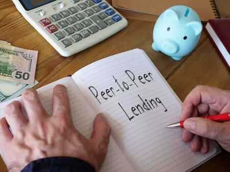Peer-to-Peer P2P Lending is shown on the conceptual business photoの写真素材