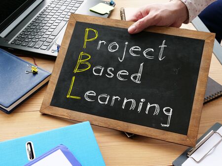 Project based learning PBL is shown on the conceptual business photoの写真素材