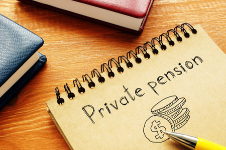 Private pension is shown on the conceptual business photo