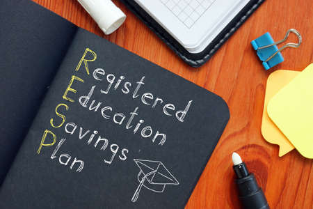 Registered Education Savings Plan RESP is shown on the conceptual photoの写真素材