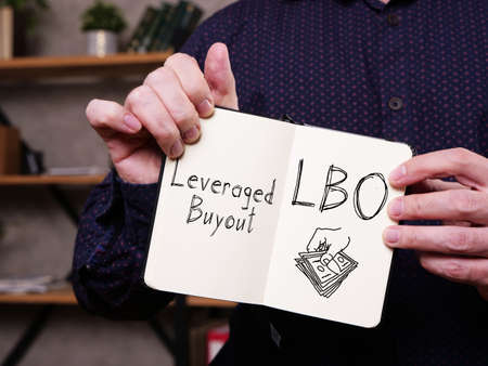 Leveraged Buyout LBO is shown on the business photo using the textの写真素材