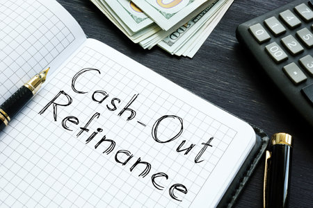 Cash-Out Refinance is shown on the notepadの写真素材