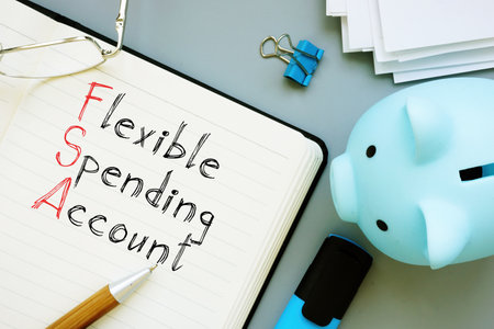 Flexible Spending Account FSA is shown on the conceptual business photo using the textの写真素材