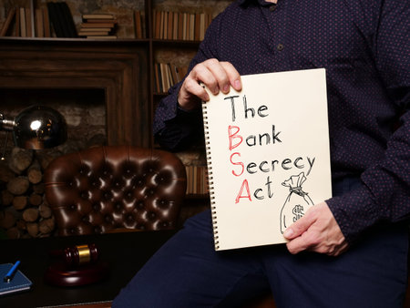 The Bank Secrecy Act BSA is shown on the conceptual photo using the text