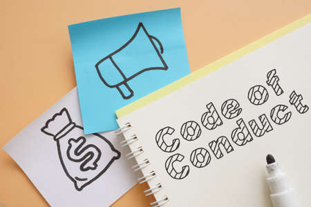 Code of Conduct is shown on a conceptual photo using the textの写真素材