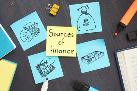 Sources of finance is shown on the business photo using the textの写真素材