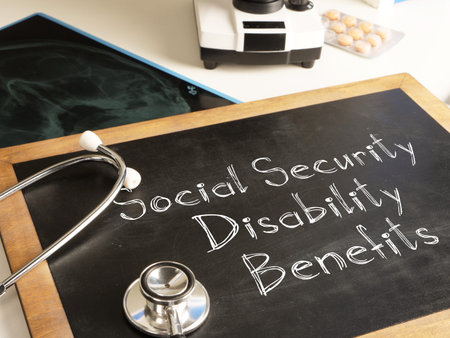 Social Security Disability Benefits are shown on the business photo using the text