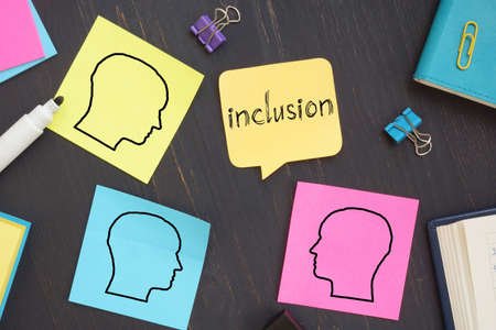 Inclusion is shown on the conceptual photo using the textの写真素材
