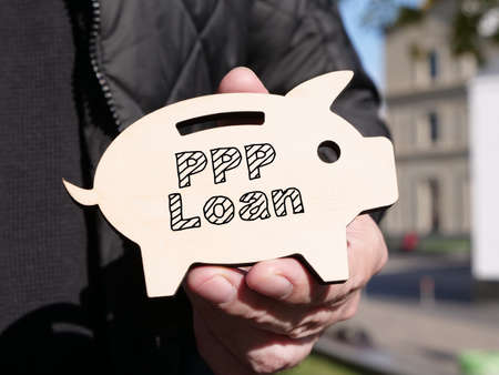 PPP Loan is shown on the business photo using the textの写真素材