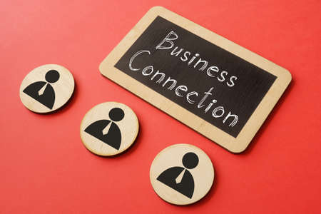 Business connection is shown on the business photo using the textの写真素材
