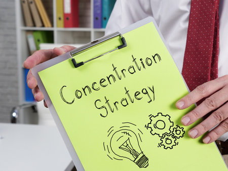 Concentration strategy is shown on the business photo using the textの写真素材