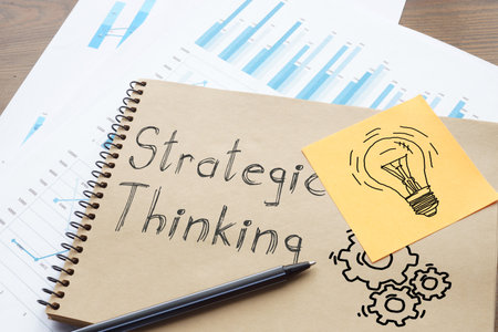 Strategic thinking is shown on the business photo using the textの写真素材