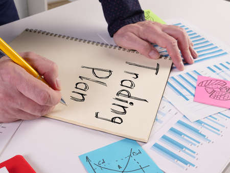 Trading Plan is shown on a photo using the textの写真素材
