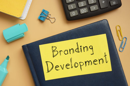Branding development is shown on the photo using the text