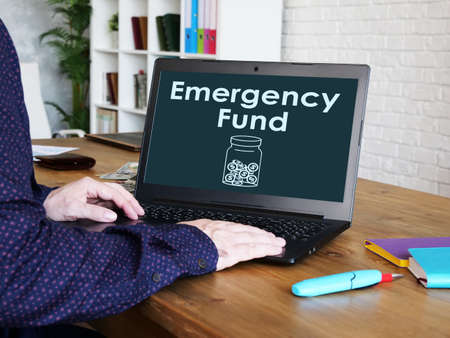 Emergency fund is shown on a photo using the textの写真素材