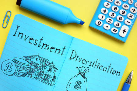 Investment diversification is shown on a photo using the textの写真素材