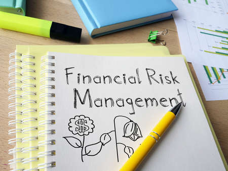 Financial risk management is shown on a photo using the textの写真素材