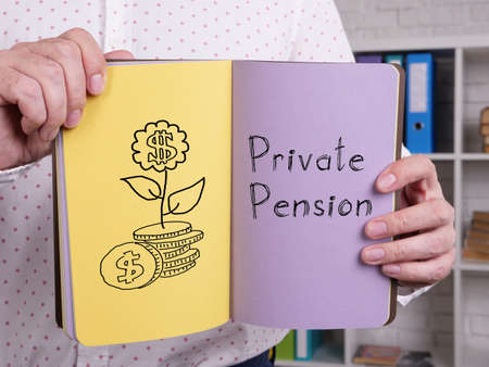 Private pension is shown on a photo using the textの写真素材