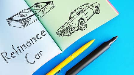 Refinance car is shown on a photo using the textの写真素材