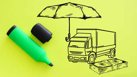 Truck insurance. Transportation service and delivery of the complex and oversized cargoの写真素材