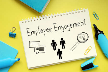 Employee engagement is shown using a textの写真素材
