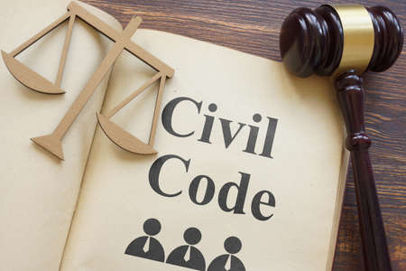 Civil code is shown using the text in a bookの写真素材