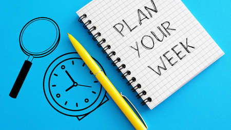 Plan your week is shown using a textの写真素材