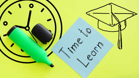 Time to learn is shown using a textの写真素材