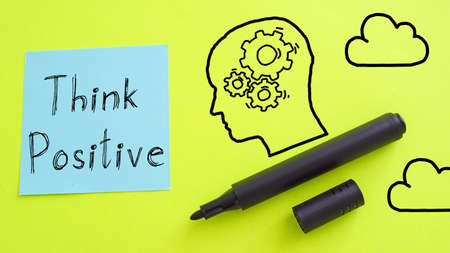 Think positive is shown using a textの写真素材