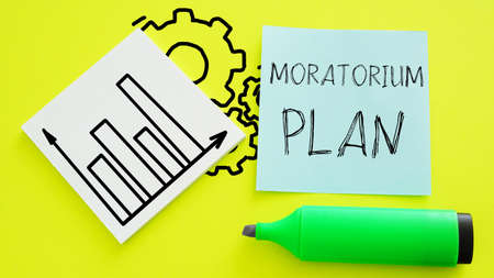 Moratorium plan is shown using a textの写真素材