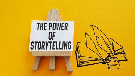 The power of storytelling is shown using a textの写真素材