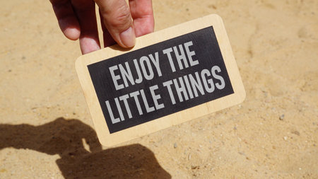 Enjoy the little things is shown using a textの写真素材