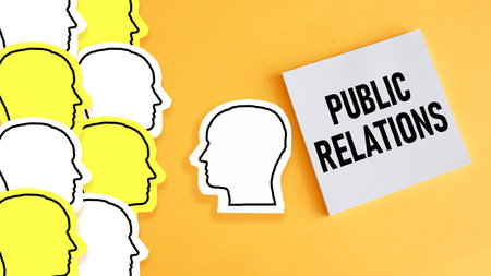 Public relations are shown using a textの写真素材