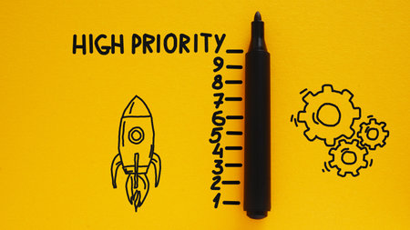 High Priority is shown using a textの写真素材