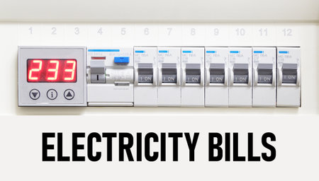 Electricity Bills are shown using a textの写真素材