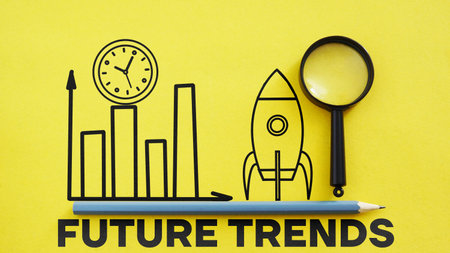 Future trends are shown using a textの写真素材